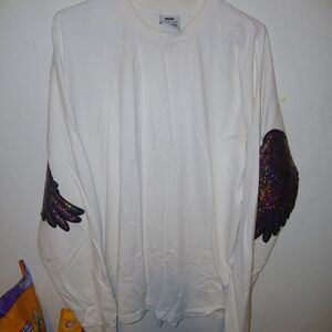 White Long Sleeve Top with Wing Design